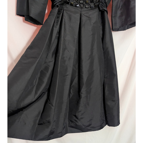 y2k Donna Morgan Black Rhinestone Bell Sleeve Midi Dress Size 10 C1 Goth Glamour - Picture 2 of 6